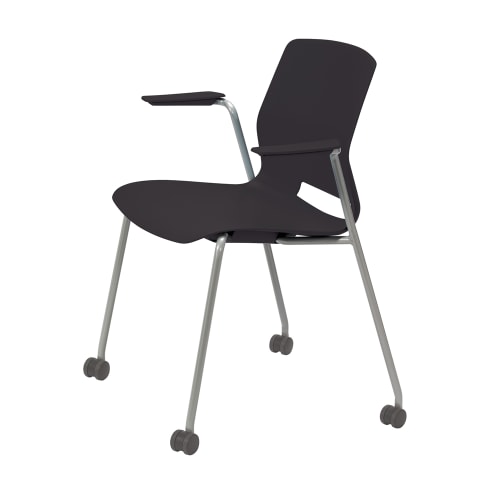 KFI Studios Imme 31"H Stack Chair With Arms And Caster Base, Black